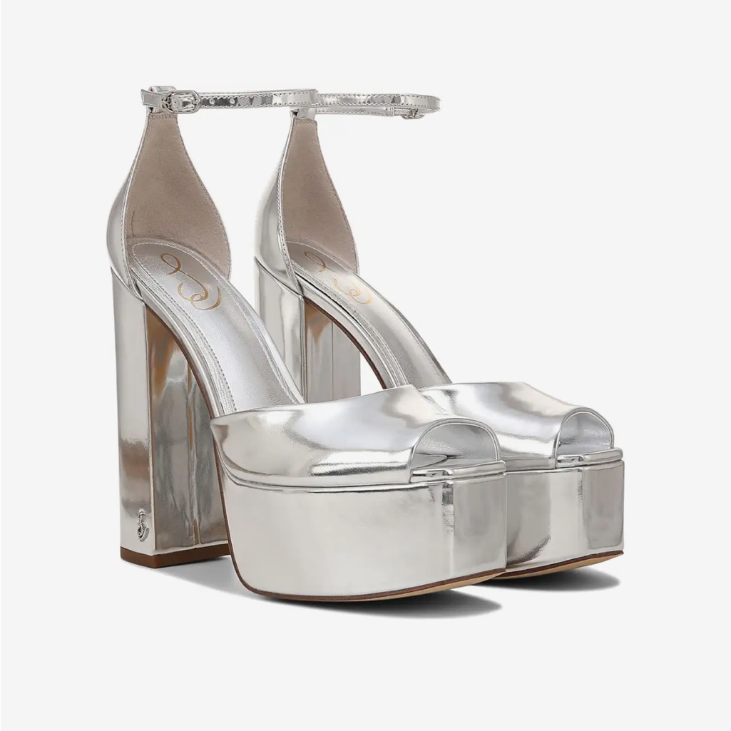 Sam Edelman Metallic Silver Kori Platform Sandals - Worn Once